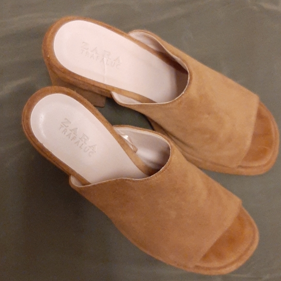 Zara suede peep toe mules size 39(8) - Picture 3 of 8